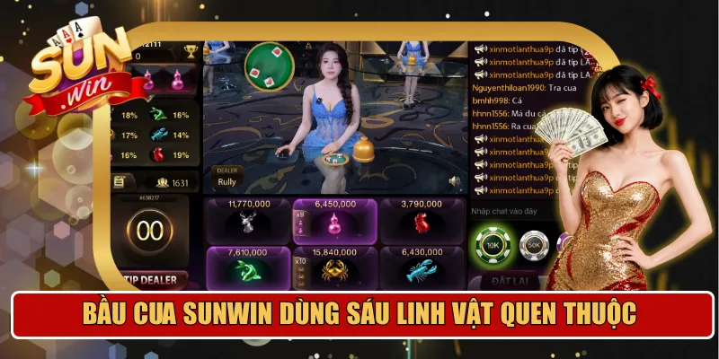 Bầu cua Sunwin sử dụng sáu linh vật quen thuộc trên xúc xắc