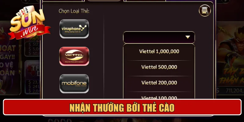 Nhận thưởng bởi thẻ cào